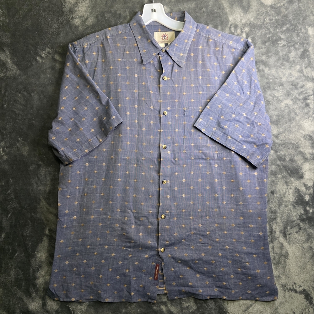 The Territory Ahead Blue and Cream Geometric Pattern Mens XL Casual Shirt